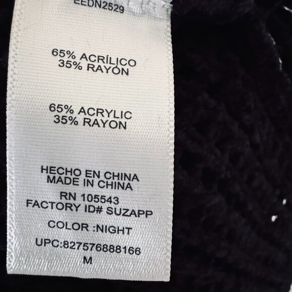 Elie Tahari Open Back Knit Fishnet Mock Neck Sweater Black Lagenlook Whimsigoth - Picture 11 of 16